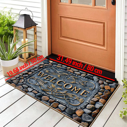 Luxury Vintage Doormat - Washable Low-Pile Rug for Entrance & Hallway