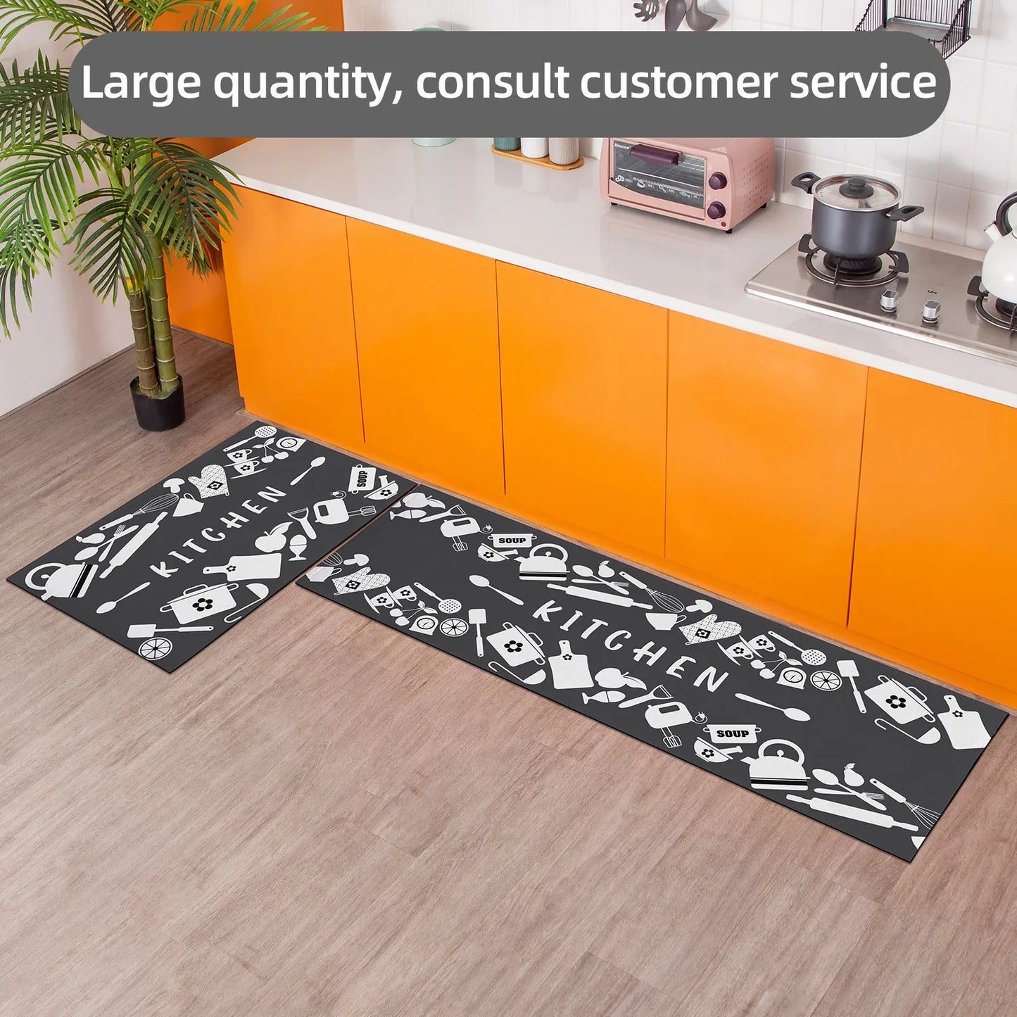 Oil & Water Absorbent Kitchen Mat - Non-Slip Floor Pad for Sink & Stove