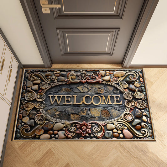 Luxury Vintage Doormat - Washable Low-Pile Rug for Entrance & Hallway