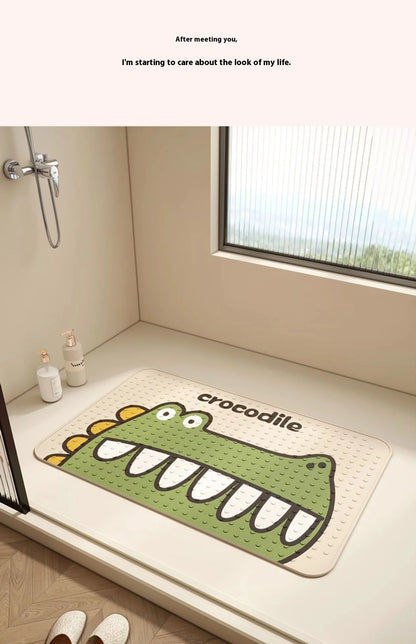 Kids Cartoon Bath Mat with Suction Cups - PVC Non-Slip & Leak-Proof Shower Pad