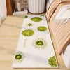 Green Velvet Bedside Mat - Plush Girlish Floor Cushion for Room Decor