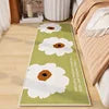 Green Velvet Bedside Mat - Plush Girlish Floor Cushion for Room Decor
