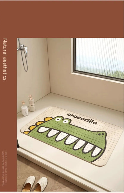 Kids Cartoon Bath Mat with Suction Cups - PVC Non-Slip & Leak-Proof Shower Pad