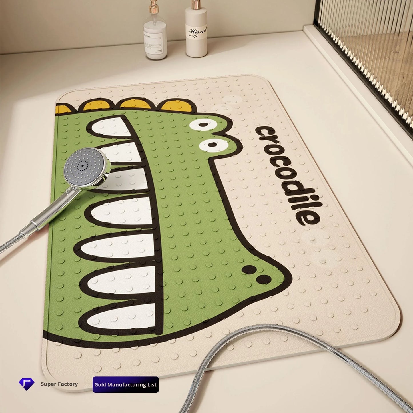 Kids Cartoon Bath Mat with Suction Cups - PVC Non-Slip & Leak-Proof Shower Pad