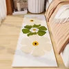 Green Velvet Bedside Mat - Plush Girlish Floor Cushion for Room Decor