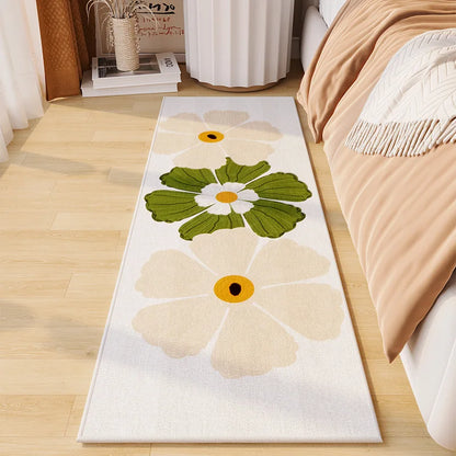 Green Velvet Bedside Mat - Plush Girlish Floor Cushion for Room Decor