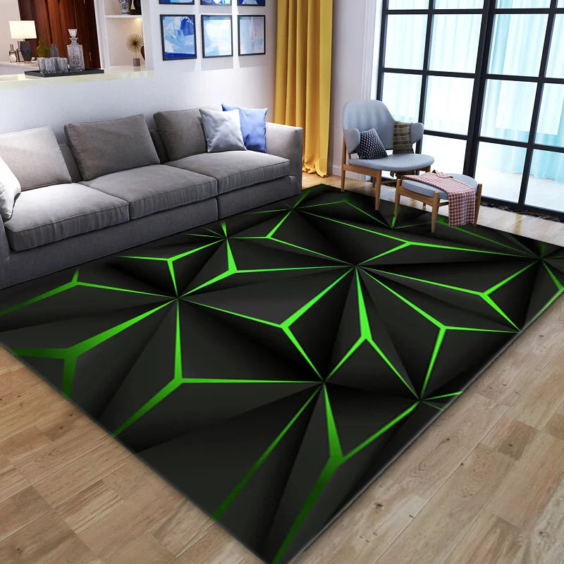 Modern 3D Geometric Area Rug - Optical Illusion Carpet for Living Room & Bedroom