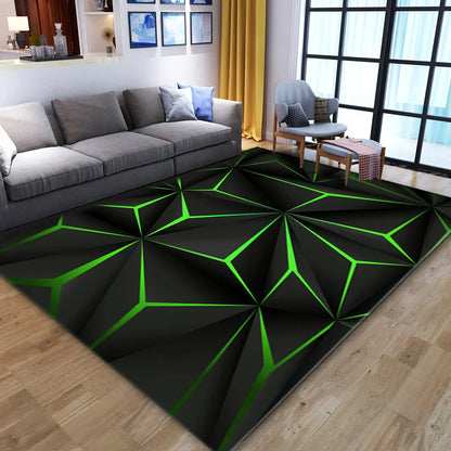 Modern 3D Geometric Area Rug - Optical Illusion Carpet for Living Room & Bedroom