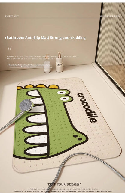 Kids Cartoon Bath Mat with Suction Cups - PVC Non-Slip & Leak-Proof Shower Pad