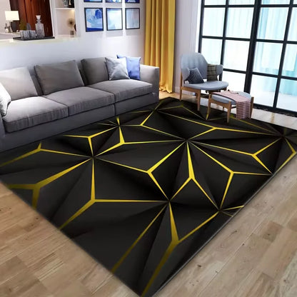 Modern 3D Geometric Area Rug - Optical Illusion Carpet for Living Room & Bedroom