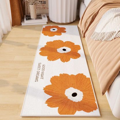 Green Velvet Bedside Mat - Plush Girlish Floor Cushion for Room Decor