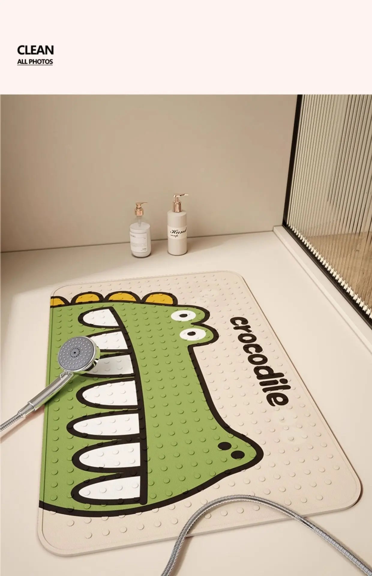 Kids Cartoon Bath Mat with Suction Cups - PVC Non-Slip & Leak-Proof Shower Pad