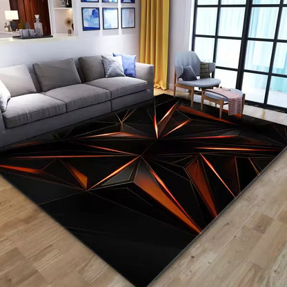 Modern 3D Geometric Area Rug - Optical Illusion Carpet for Living Room & Bedroom