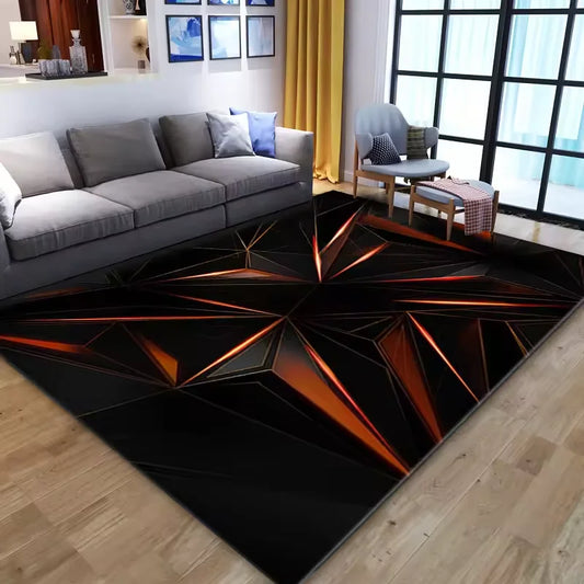 Modern 3D Geometric Area Rug - Optical Illusion Carpet for Living Room & Bedroom