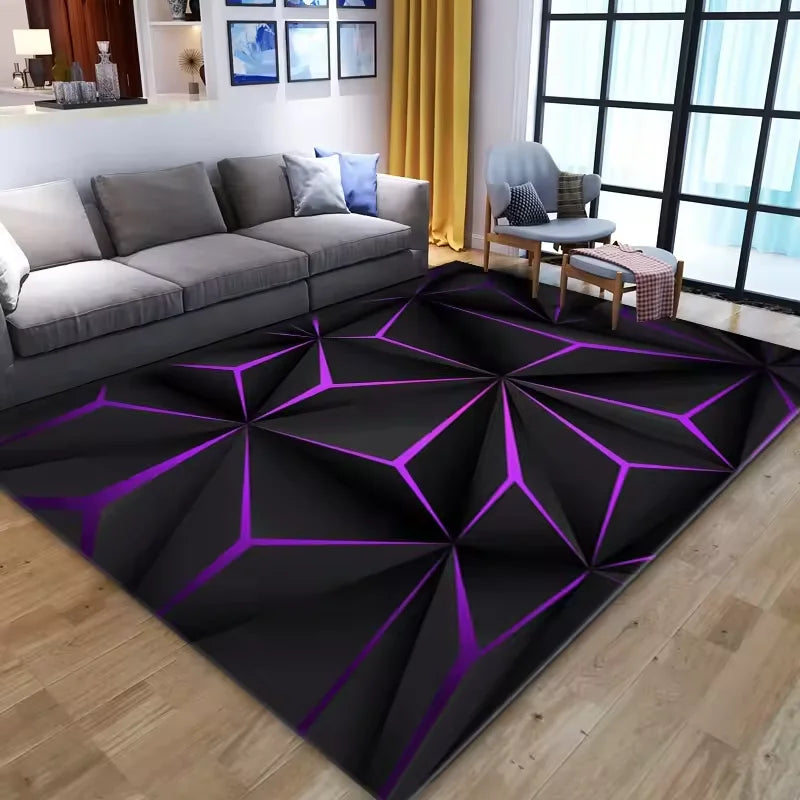 Modern 3D Geometric Area Rug - Optical Illusion Carpet for Living Room & Bedroom
