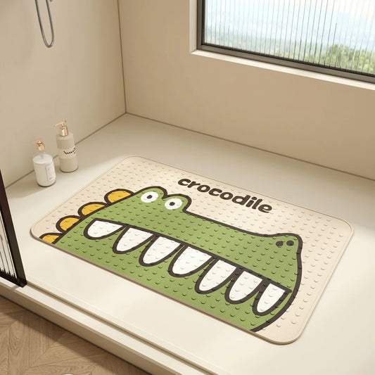 Kids Cartoon Bath Mat with Suction Cups - PVC Non-Slip & Leak-Proof Shower Pad