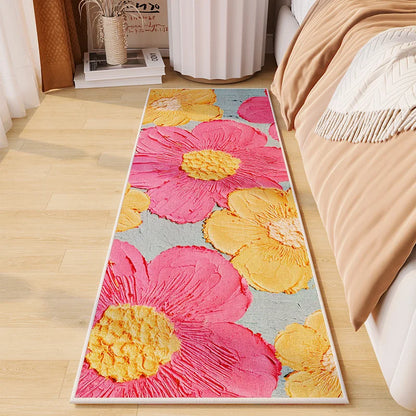 Green Velvet Bedside Mat - Plush Girlish Floor Cushion for Room Decor