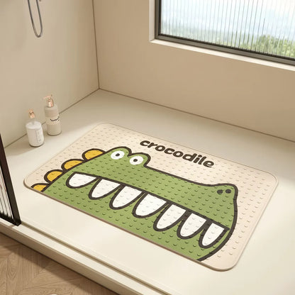 Kids Cartoon Bath Mat with Suction Cups - PVC Non-Slip & Leak-Proof Shower Pad