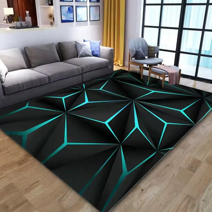Modern 3D Geometric Area Rug - Optical Illusion Carpet for Living Room & Bedroom