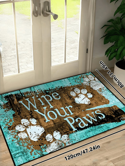 Vintage Floral Velvet Mat - Non-Slip & Machine Washable Rug for Entryway & Bedroom