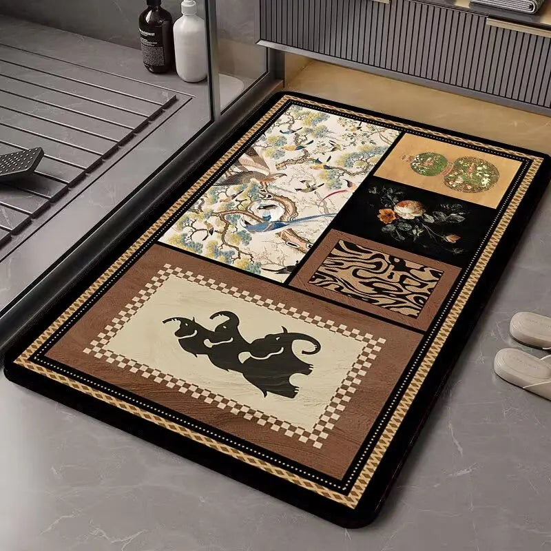 Soft Diatomite Bath Mat - Super Absorbent & Non-Slip Toilet Floor Rug