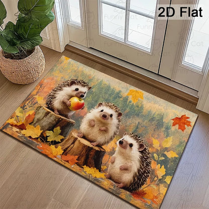 American Retro Maple Leaf Doormat - Soft Flannel Entrance Rug, Durable & Easy Clean