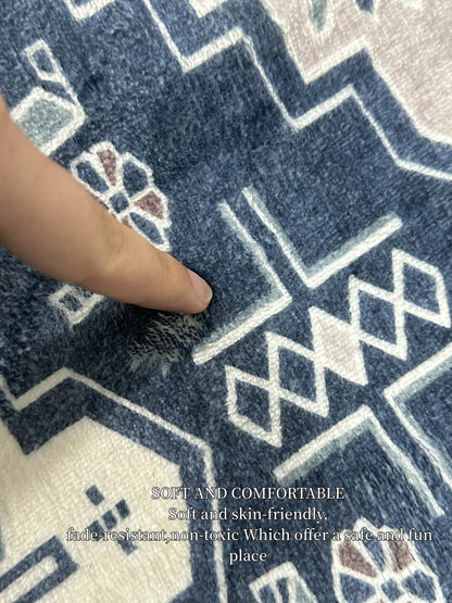 Geometric Area Rug - Non-Slip & Durable for Living Room, Hallway & Entrance