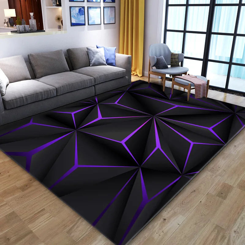 Grid Pattern Washable Rug - Super Soft & Non-Slip Area Carpet for Modern Living Room