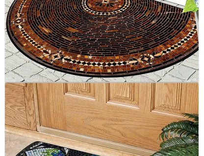 Floral Semi-Circular Doormat - Decorative & Durable Outdoor/Indoor Entrance Rug