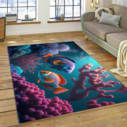 3D Dolphin Area Rug for Kids Room | Underwater World Theme | Non-Slip Playmat