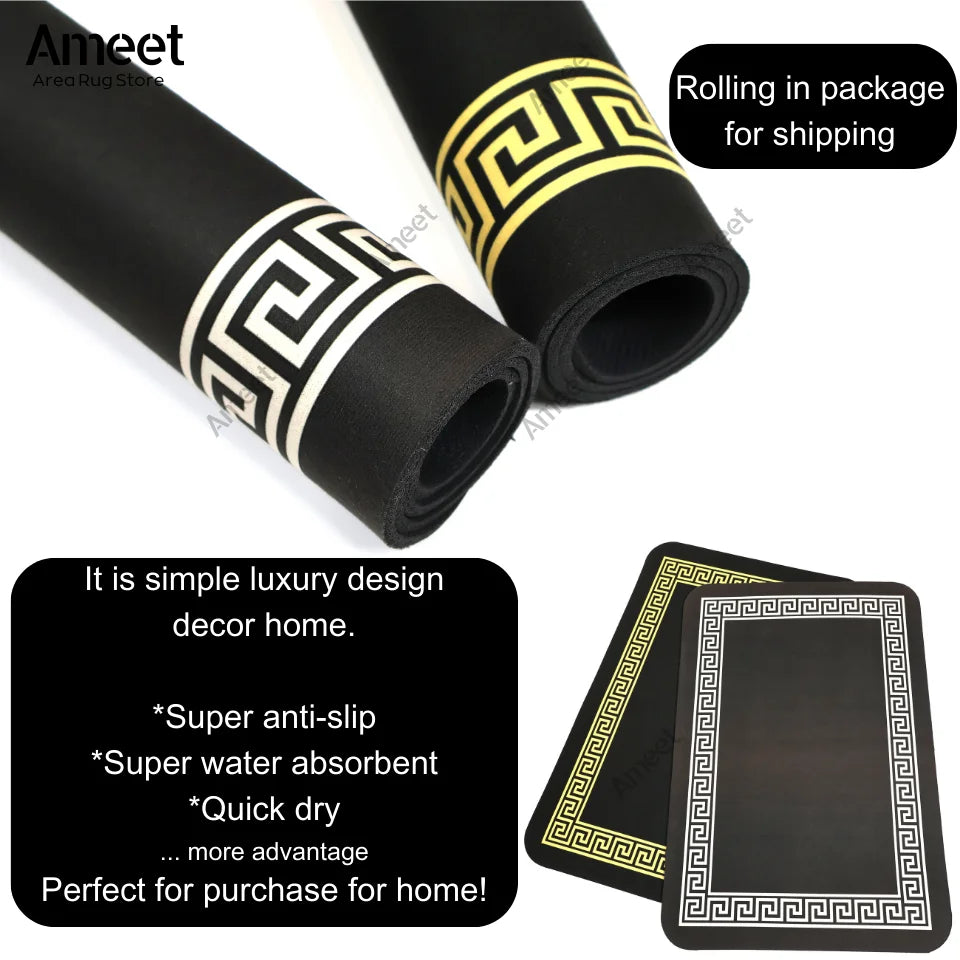 Luxury Absorbent Bath Mat - Non-Slip Kitchen & Bathroom Rug, Machine Washable