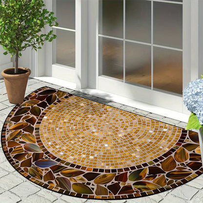 Semi-Circular Marble Doormat - Anti-Slip, Dirt & Wear Resistant Welcome Mat