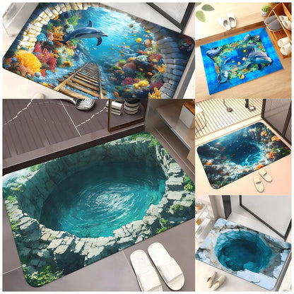 Summer Ocean Diatomite Bath Mat - Anti-Slip & Stain-Resistant Floor Mat for Bathroom