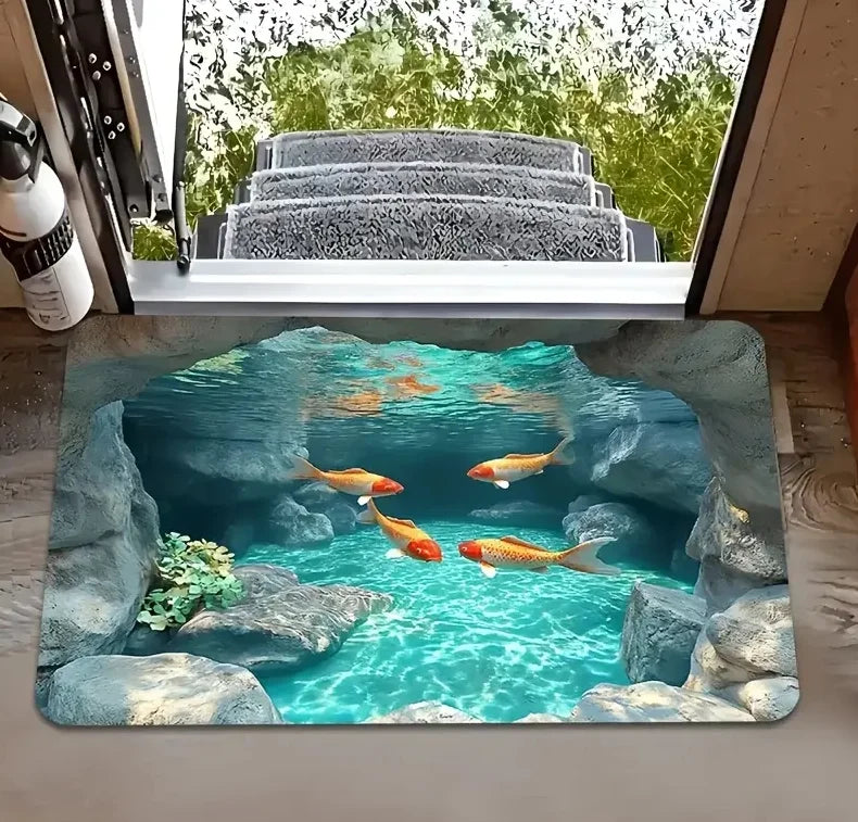 3D Illusion Area Rug - Large Huge Living Room Carpet with Cracked Floor & Tunnel Design