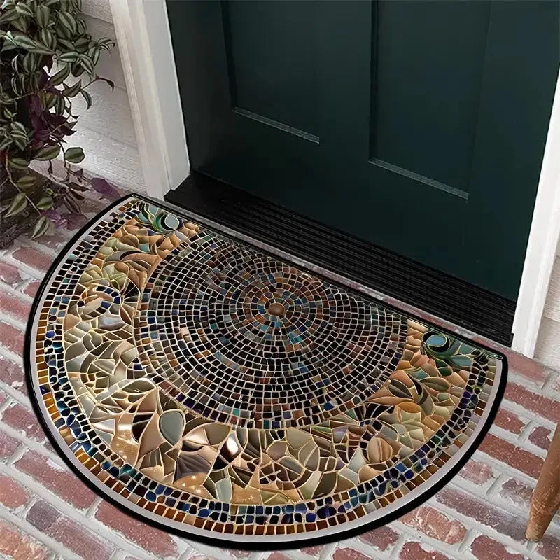 Soft Flannel Half-Moon Doormat - Plush & Comfortable for Indoor Entrance