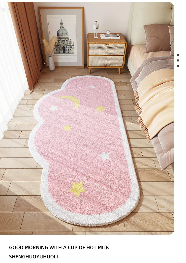 Cloud Print Kids Rug - Soft Cartoon Faux Cashmere Carpet for Nursery & Bedroom