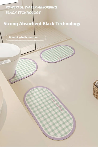 Machine Washable Diatomite Mat - Quick-Dry & Absorbent for Kitchen and Bathroom
