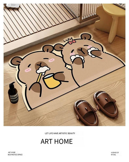 Capybara Diatomite Bath Mat - Quick-Dry, Absorbent & Non-Slip Bathroom Floor Rug