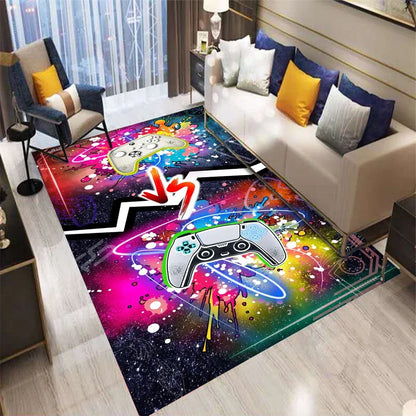 3D Abstract Gamepad Rug, Modern Video Game Carpet for Living Room, Non-Slip Kids Play Mat, Unique Controller Shaped Floor Decor