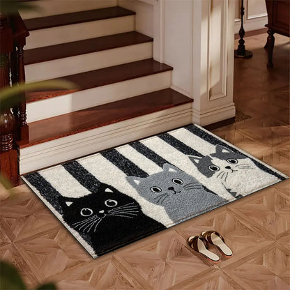 Cute Cat Bath Mat - Non-Slip & Machine Washable Kitty Themed Bathroom Rug