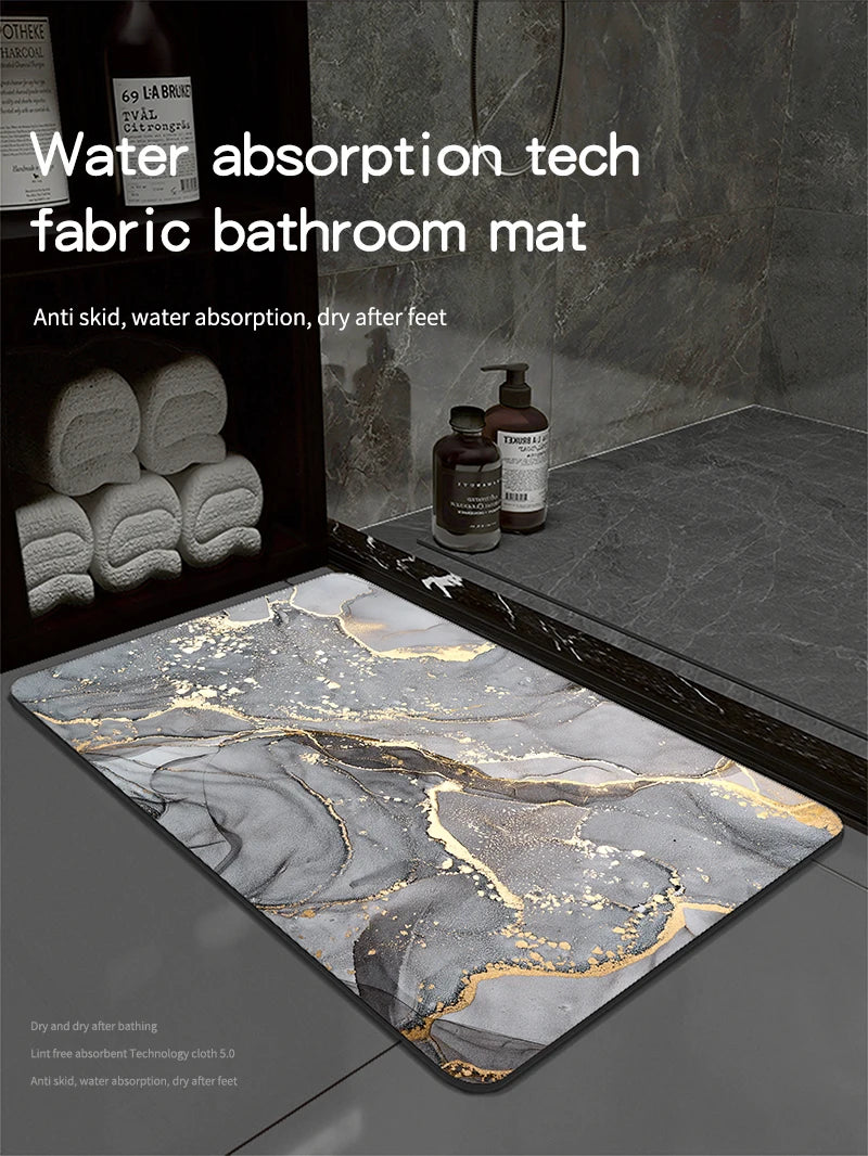 Diatomaceous Earth Bath Mat - Super Absorbent & Quick-Dry Non-Slip Bathroom Floor Mat