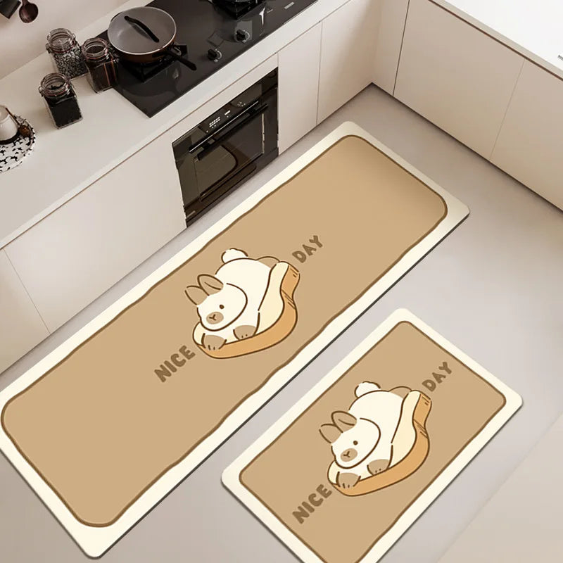 Cartoon Diatomite Kitchen Mat - Oil & Water Absorbent, Non-Slip Floor Pad
