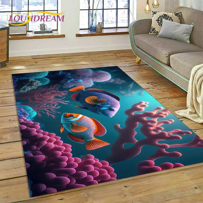 3D Dolphin Area Rug for Kids Room | Underwater World Theme | Non-Slip Playmat