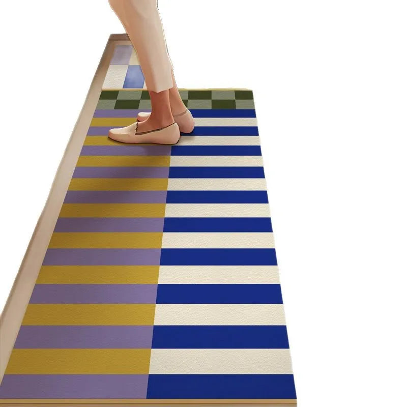 Retro Striped Diatomite Kitchen Mat - Absorbent, Non-Slip & Easy to Scrub Floor Pad