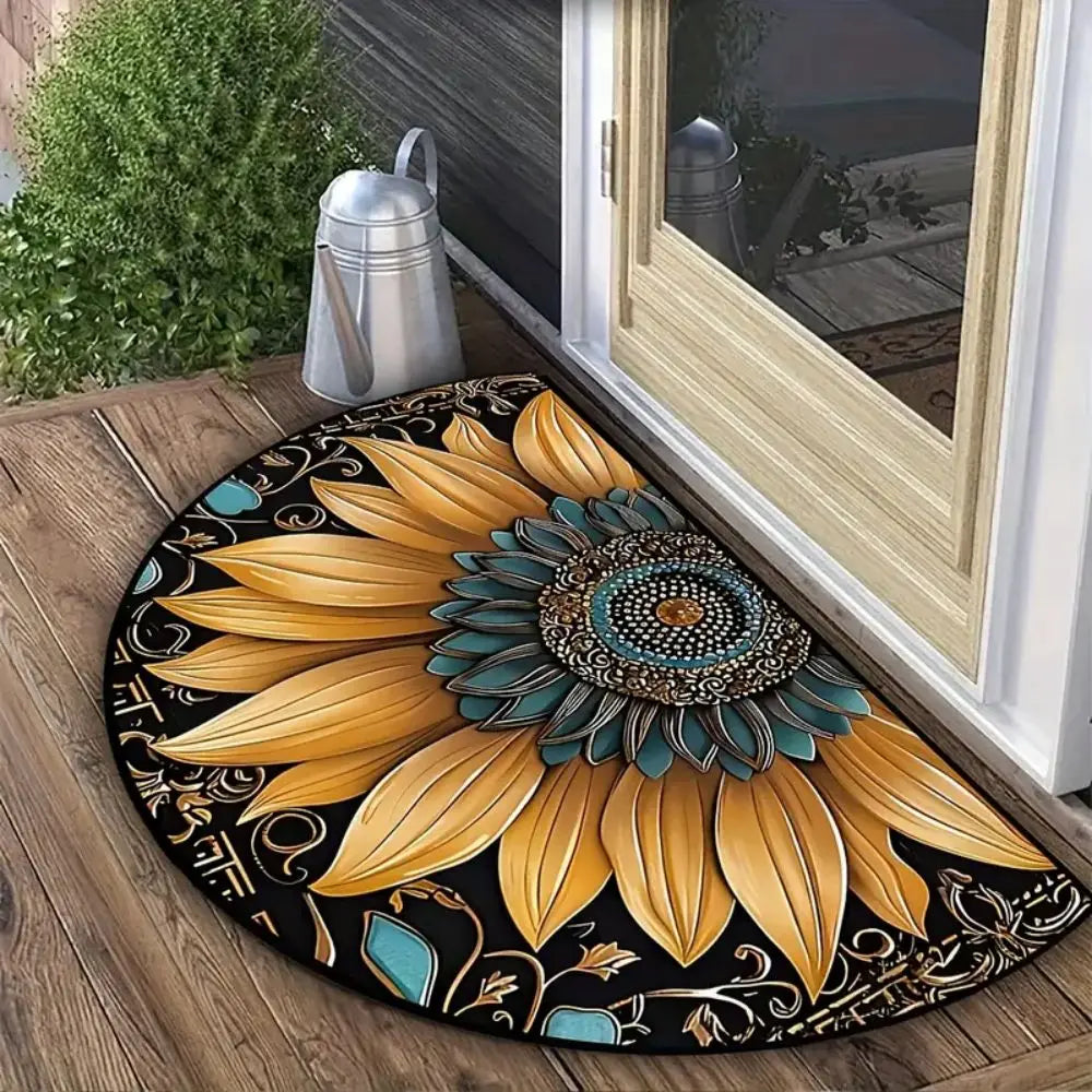 Winter Floral Doormat - Soft & Absorbent European Style Rug for Entrance & Bathroom