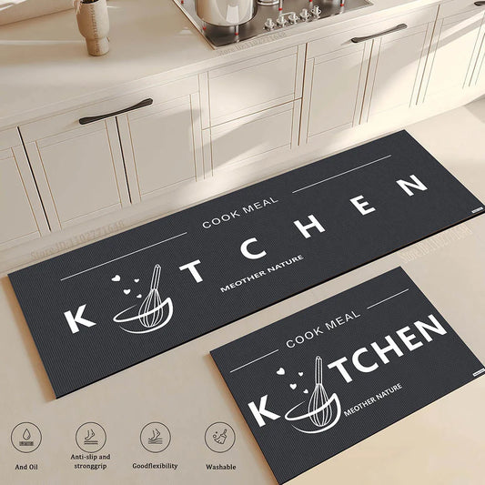 Large Absorbent Kitchen Runner - Non-Slip & Decorative Low-Pile Rug