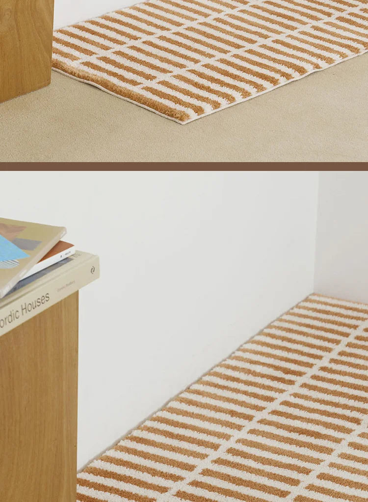 Korean Brick Pattern Rug - Aesthetic Bedside & Nursery Floor Mat for Bedroom