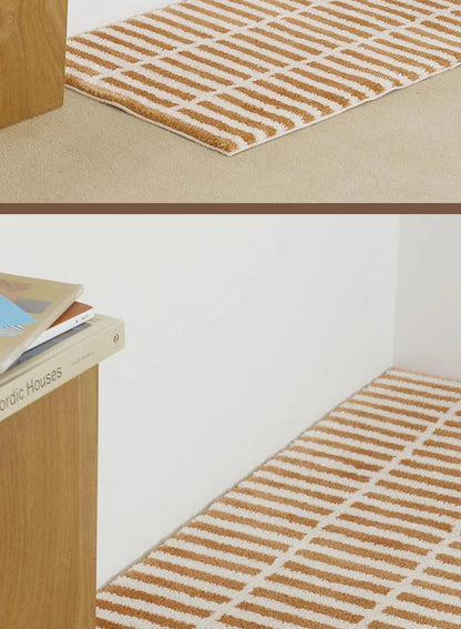 Korean Brick Pattern Rug - Aesthetic Bedside & Nursery Floor Mat for Bedroom
