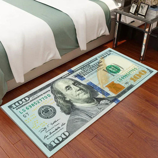US Dollar Bill Runner Rug - Creative Long Strip Carpet for Hallway & Bedroom
