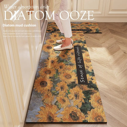 Washable Diatomite Kitchen Mat - Oil & Water Repellent, Super Absorbent